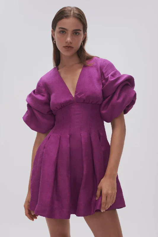 Mini dresses with cold - shoulder designsAdelie Puff Sleeve Mini Dress