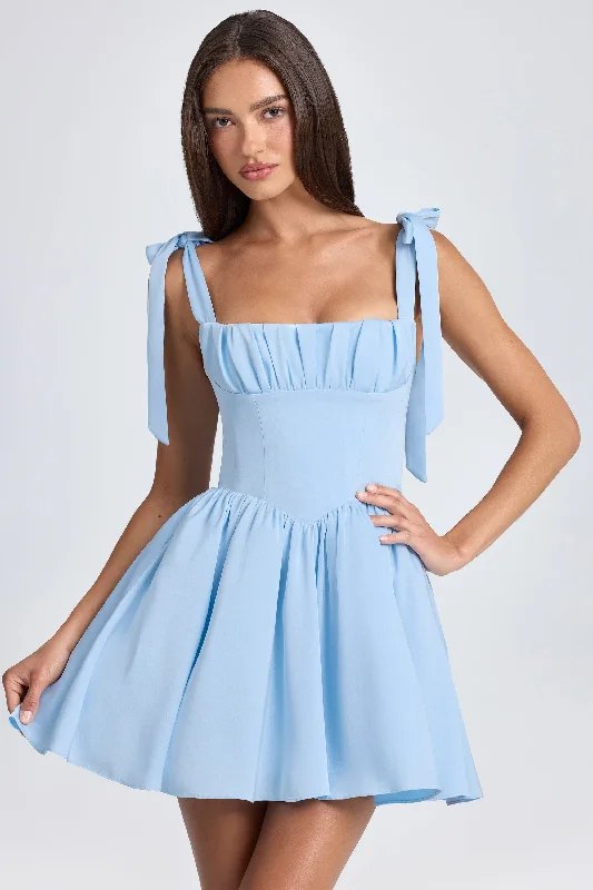 Mini dresses with patchwork designs for a unique styleDraped Corset Mini Dress in Powder Blue