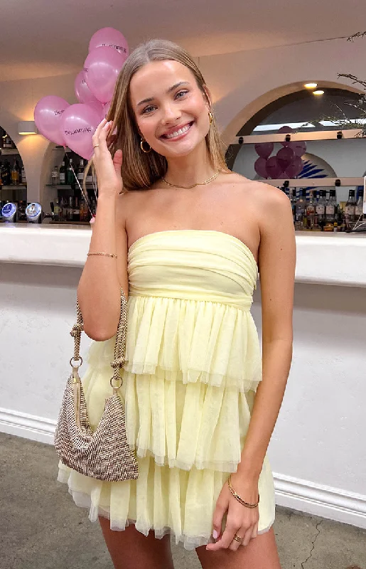 Mini dresses with V - necklines for a flattering shapeBirthday Girl Yellow Mini Party Dress Mini dresses with V - necklines for a flattering shapeBirthday Girl Yellow Mini Party Dress