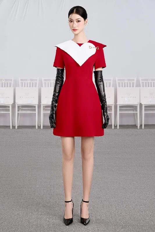 Mini dresses with tiered skirts for added volumeCandy Cane A-line Round Neck Cotton Mini Dress Mini dresses with tiered skirts for added volumeCandy Cane A-line Round Neck Cotton Mini Dress