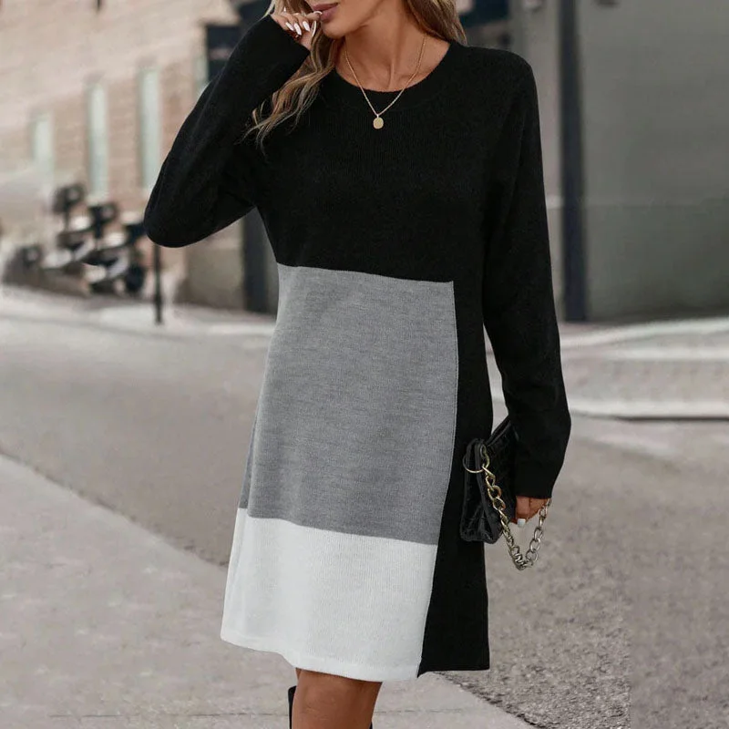 Sheer mini dresses with lace insertsCasual Colour Block Dress