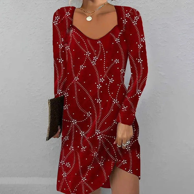 Mini dresses with keyhole necklinesElegant Floral Print Dress