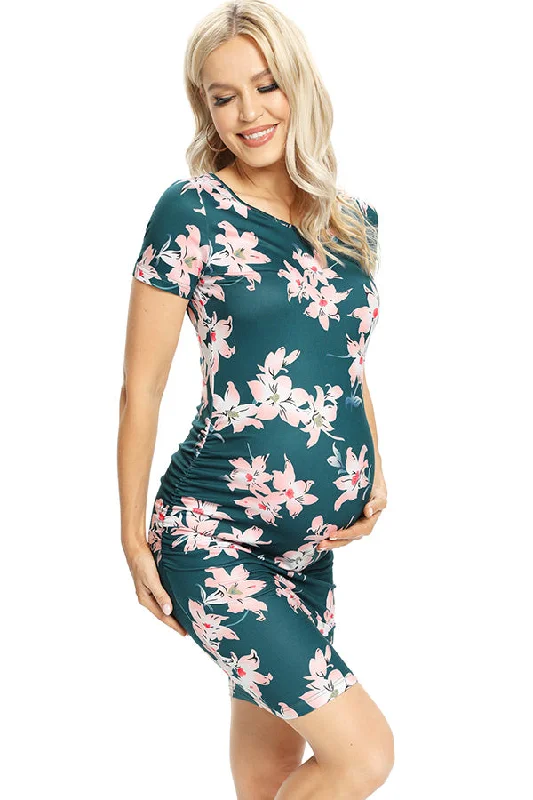 Mini dresses with belted waists for a defined silhouetteFloral Short Bodycon Maternity Dress With Sleeves Mini dresses with belted waists for a defined silhouetteFloral Short Bodycon Maternity Dress With Sleeves