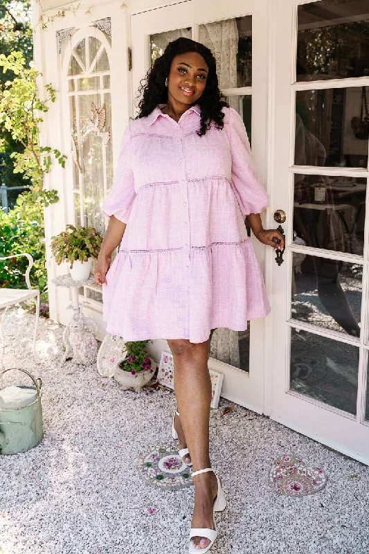 Mini dresses with embroidered details for a unique touchJojo Dress in Purple Tweed