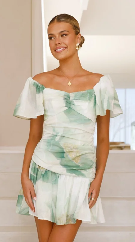Mini dresses with wrap - around stylesLaury Mini Dress - Green Floral