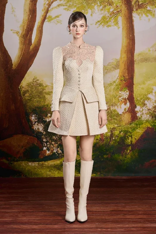 Mini dresses with wrap - around stylesLuisa A-line Long Sleeved Tweed Mini Dress
