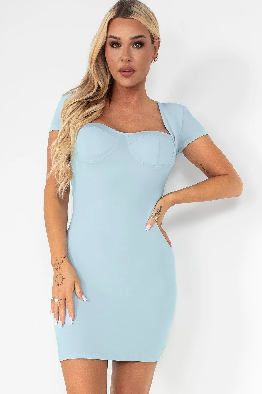 Mini dresses with off - the - shoulder stylesMaggie Powder Blue Bodycon Dress