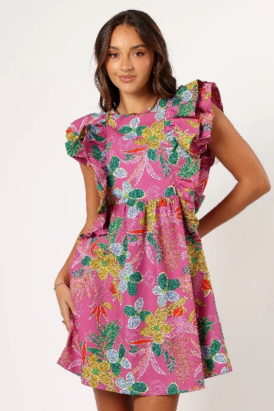Mini dresses with patchwork designs for a unique styleOdin Ruffle Mini Dress - Pearly Purple Mini dresses with patchwork designs for a unique styleOdin Ruffle Mini Dress - Pearly Purple