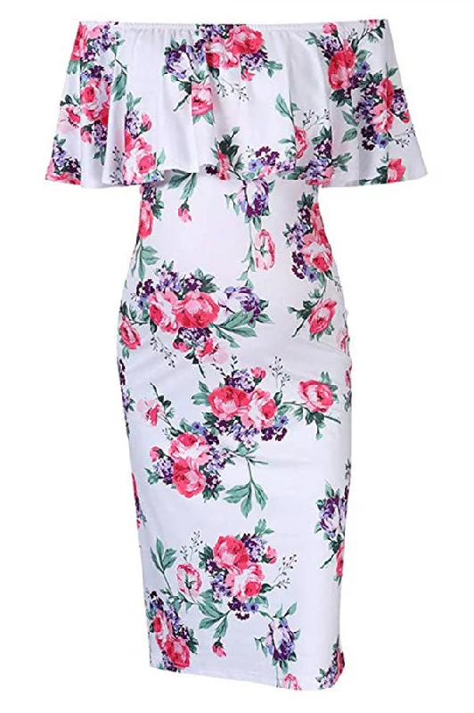 Mini dresses with empire waists for a flattering fitOff the Shoulder Printing Floral Bodycon Maternity Dress Mini dresses with empire waists for a flattering fitOff the Shoulder Printing Floral Bodycon Maternity Dress