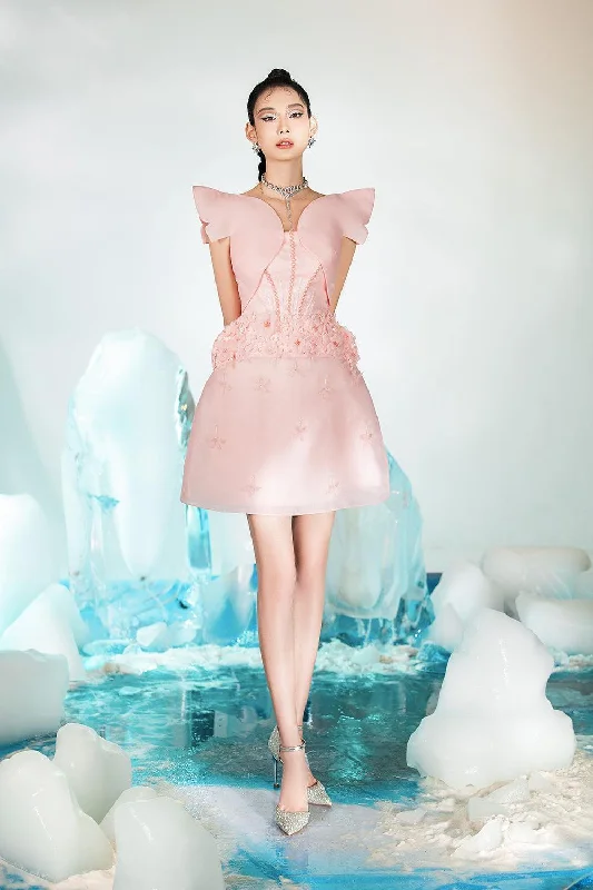 Mini dresses with patchwork designs for a unique stylePeonie A-line Pegged Shoulder Organza Mini Dress