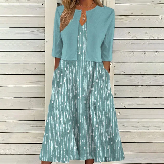 Mini dresses with patchwork designs for a unique stylePolka Dot Two Piece Dress