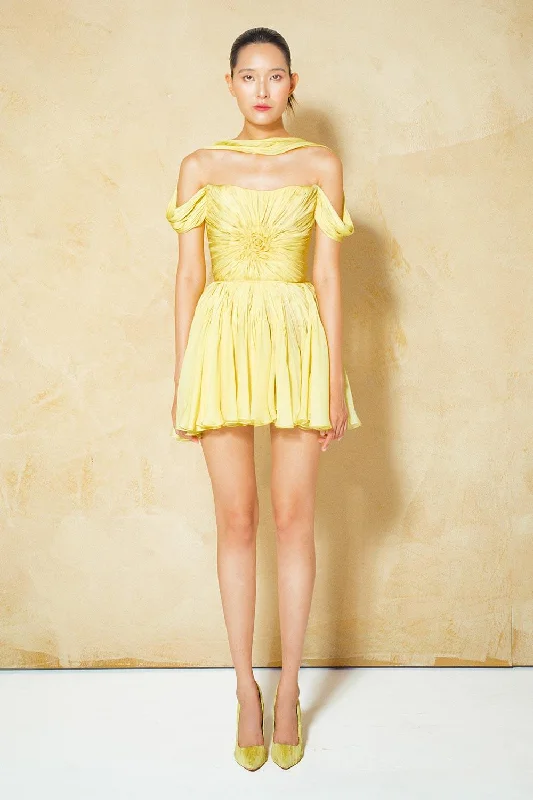 Mini dresses with ruched bodices for a feminine touchRanunculus A-line Gathered Organza Voile Mini Dress Mini dresses with ruched bodices for a feminine touchRanunculus A-line Gathered Organza Voile Mini Dress