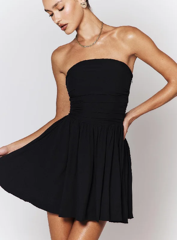 Velvet mini dresses for autumn weddingsRashida Strapless Mini Dress Black