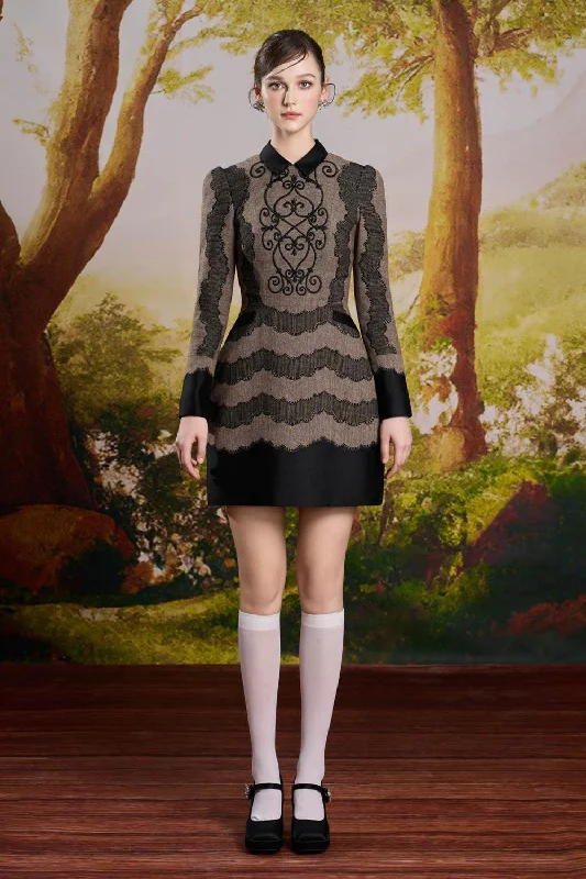 Ruffled mini dresses for a romantic touchTaylor A-line Long Sleeved Tweed Mini Dress Ruffled mini dresses for a romantic touchTaylor A-line Long Sleeved Tweed Mini Dress