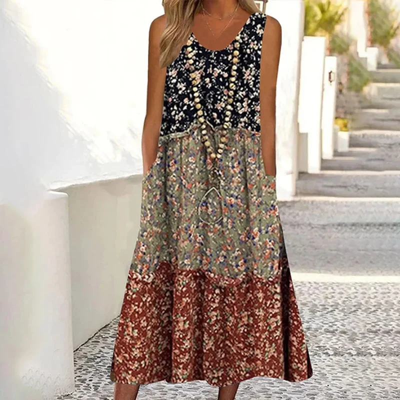 Velvet mini dresses for autumn weddingsVintage Patchwork Floral Dress