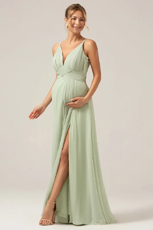 Wedding guest dresses with belted waists and knee - length skirtsA-Line Pleated Chiffon Long Dusty Sage Bridesmaid Dress Wedding guest dresses with belted waists and knee - length skirtsA-Line Pleated Chiffon Long Dusty Sage Bridesmaid Dress