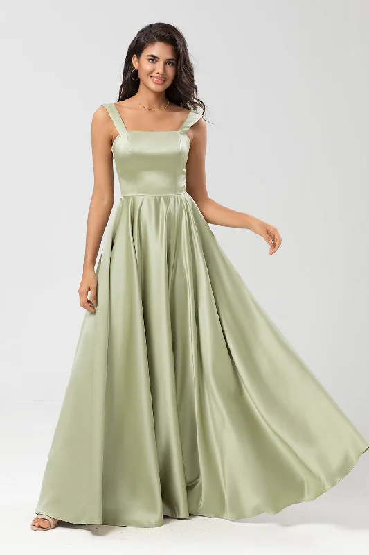 Metallic wedding guest dresses for a glamorous weddingA-Line Satin Dusty Sage Bridesmaid Dress Metallic wedding guest dresses for a glamorous weddingA-Line Satin Dusty Sage Bridesmaid Dress