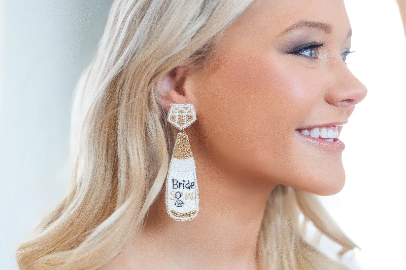 Bride Squad Champagne Seed Bead Drop Earrings