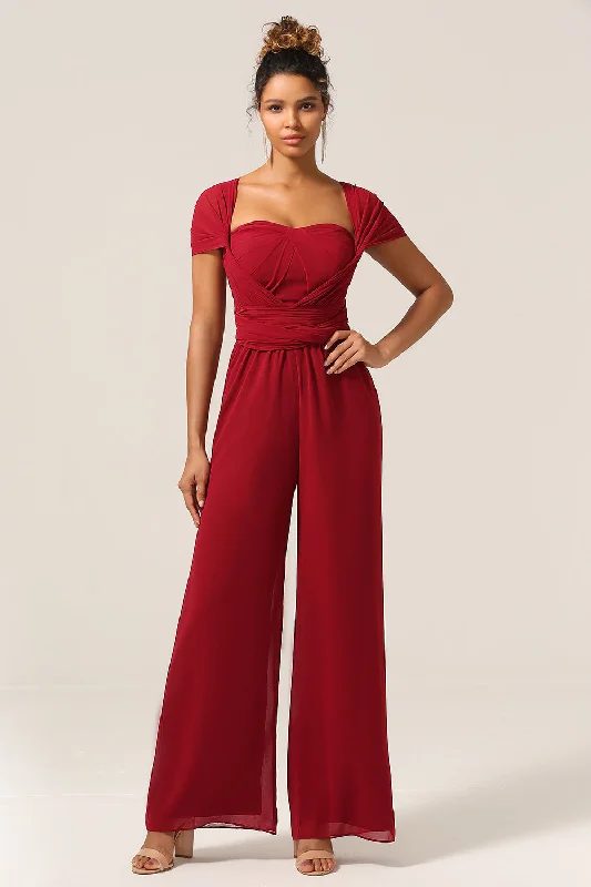 Midi wedding guest dresses in navy blue for a formal affairBurgundy Chiffon Convertible Bridesmaid Jumpsuits Midi wedding guest dresses in navy blue for a formal affairBurgundy Chiffon Convertible Bridesmaid Jumpsuits
