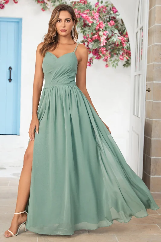 Asymmetric - hem wedding guest dresses in metallic huesChiffon Spaghetti Straps Eucalyptus Bridesmaid Dress Asymmetric - hem wedding guest dresses in metallic huesChiffon Spaghetti Straps Eucalyptus Bridesmaid Dress