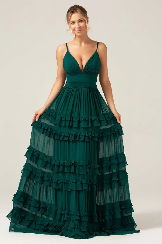 Mini wedding guest dresses with glittery accents for a trendy lookDark Green A Line Spaghetti Straps Tiered Bridesmaid Dress with Pleated Mini wedding guest dresses with glittery accents for a trendy lookDark Green A Line Spaghetti Straps Tiered Bridesmaid Dress with Pleated