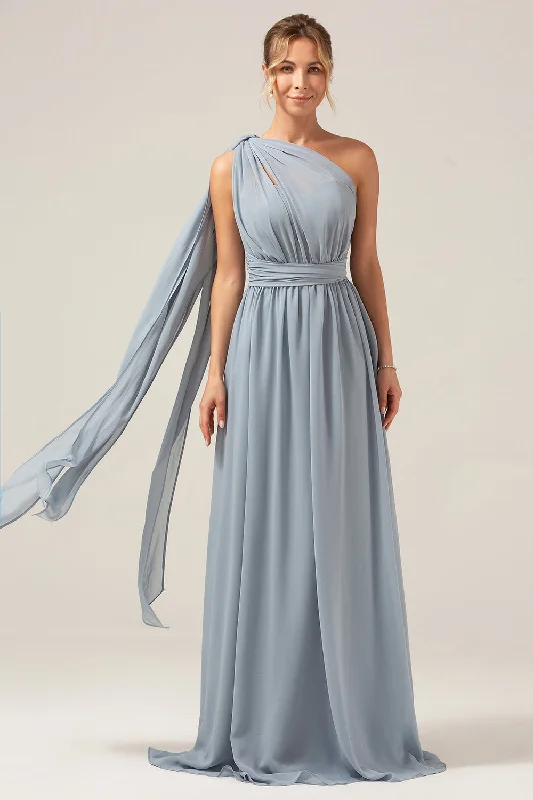 Wedding guest dresses with cold - shoulder designs and solid colorsDusty Blue Convertible Boho Chiffon Long Maternity Bridesmaid Dress Wedding guest dresses with cold - shoulder designs and solid colorsDusty Blue Convertible Boho Chiffon Long Maternity Bridesmaid Dress
