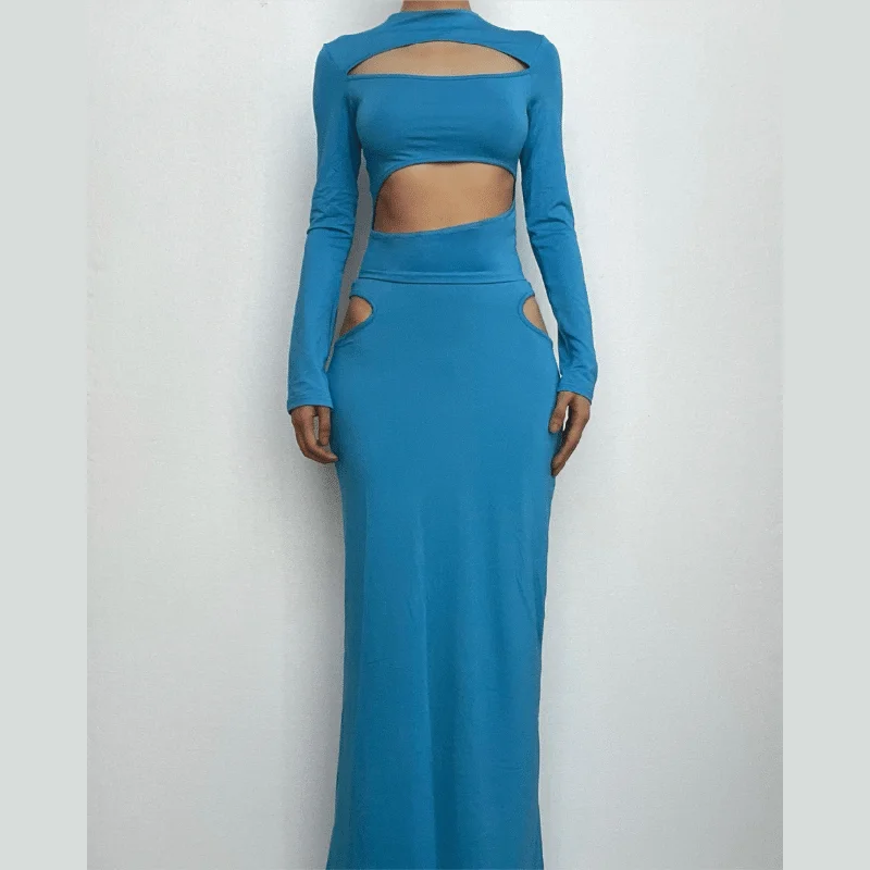 Animal - print cocktail dresses with a V - neck for a fierce lookBerryBetty - Hollow out long sleeve crewneck solid maxi skirt set Animal - print cocktail dresses with a V - neck for a fierce lookBerryBetty - Hollow out long sleeve crewneck solid maxi skirt set