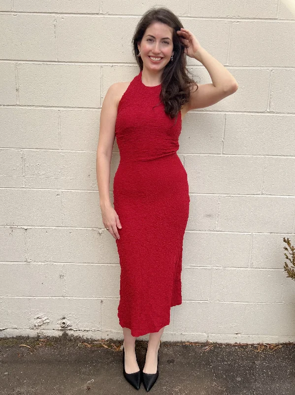 Cocktail dresses with a one - piece design and a statement bowInvite Only Red Halter Dress Cocktail dresses with a one - piece design and a statement bowInvite Only Red Halter Dress