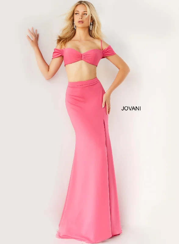 Jovani 07444 Off Shoulder Two Piece Long Prom Gown