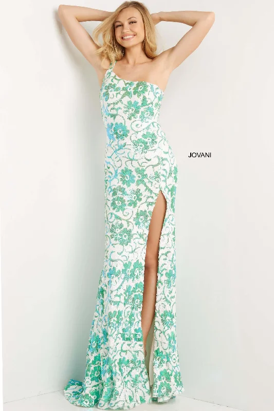 Sheath - style bodycon dress for a sophisticated office look​Jovani 08256 One Shoulder Long Prom Sexy Dress