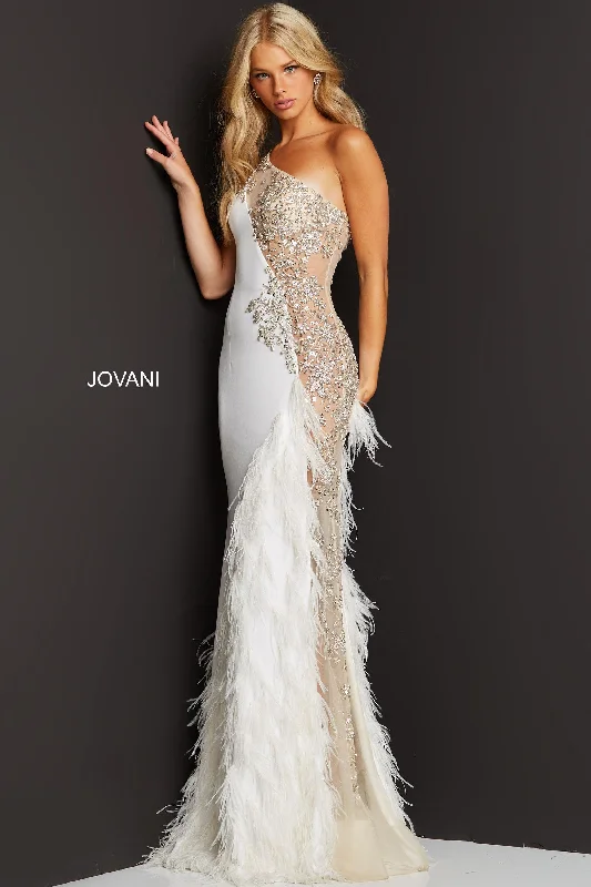 Sheath - style bodycon dress for a sophisticated office look​Jovani 03389 One Shoulder Sexy Long Prom Gown