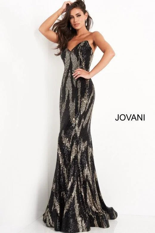 Bodycon dress with a belted waist for a defined figure​Jovani 04155 Prom Long Strapless Formal Dress