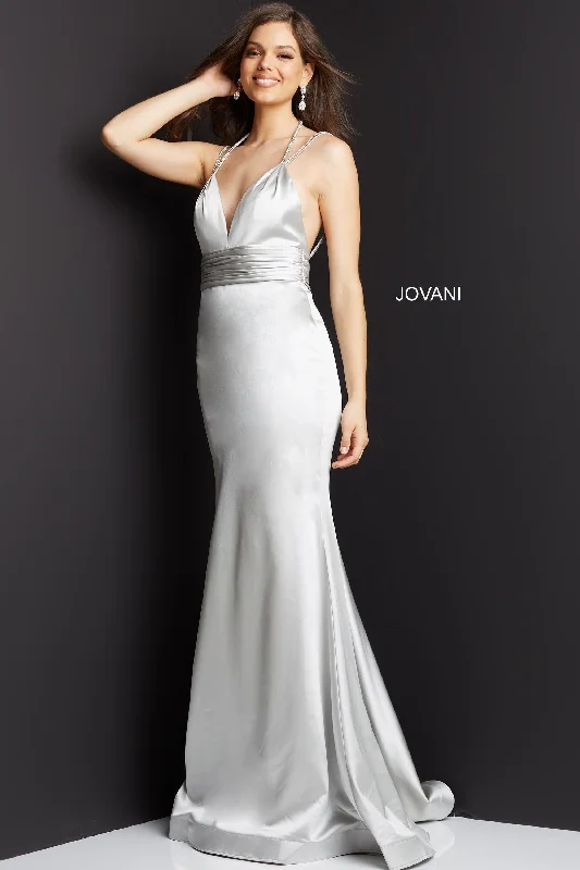 Bodycon dress with a zipper detail​Jovani 3116 Spaghetti Strap Long Sexy Prom Gown