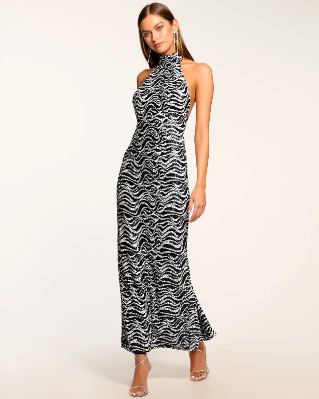 Wedding guest dresses with puff sleeves and knee - length hemsLiliane Sequin Halter Gown Wedding guest dresses with puff sleeves and knee - length hemsLiliane Sequin Halter Gown