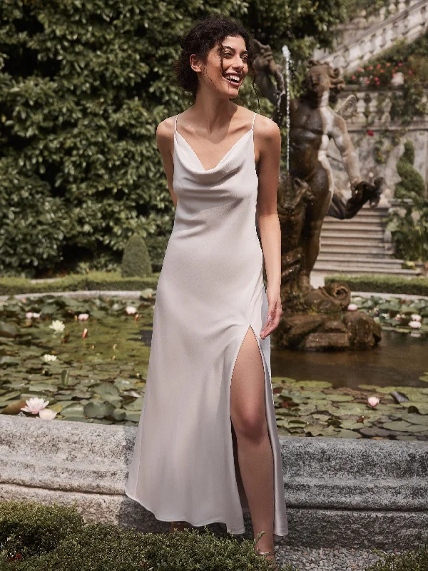 Mini cocktail dresses with a cold - shoulder ruffled sleeveNew York Cowl Neck Dress