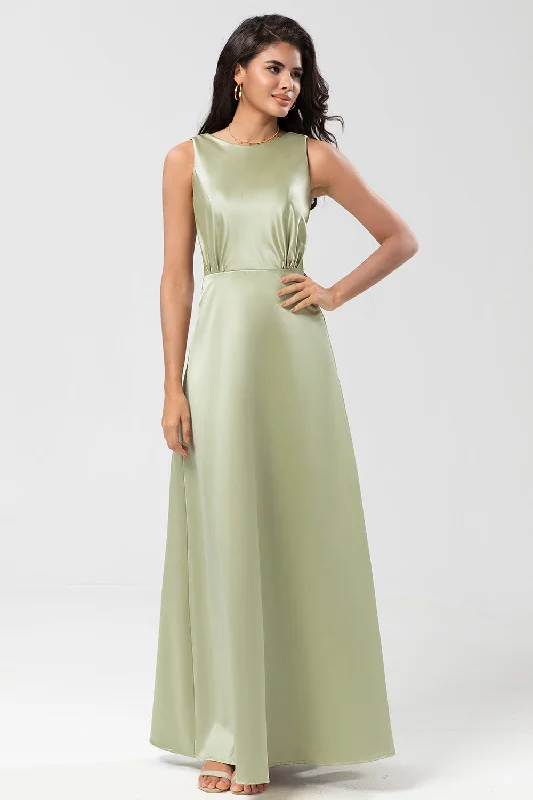 Plaid wedding guest dresses in muted colors for a fall weddingSatin Boat Neck Dusty Sage Bridesmaid Dress Plaid wedding guest dresses in muted colors for a fall weddingSatin Boat Neck Dusty Sage Bridesmaid Dress