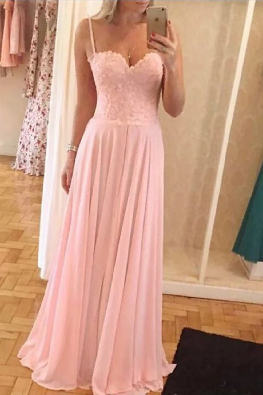 Wedding guest dresses with mesh panels and empire waistsSpaghetti Straps Pink Long Bridesmaid Dress Wedding guest dresses with mesh panels and empire waistsSpaghetti Straps Pink Long Bridesmaid Dress