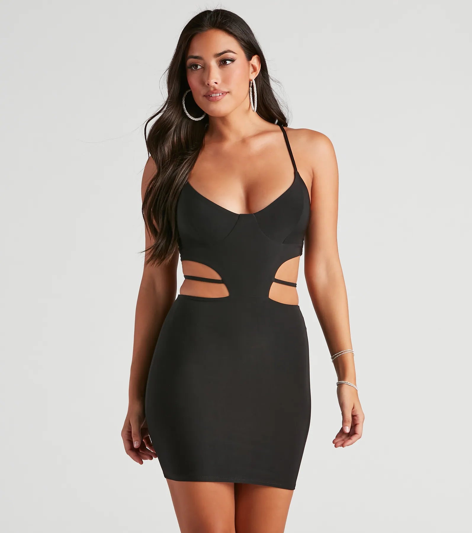 Bodycon dress with a high - low hem for a trendy lookSultry Flirt Cutout Tie Mini Dress Bodycon dress with a high - low hem for a trendy lookSultry Flirt Cutout Tie Mini Dress