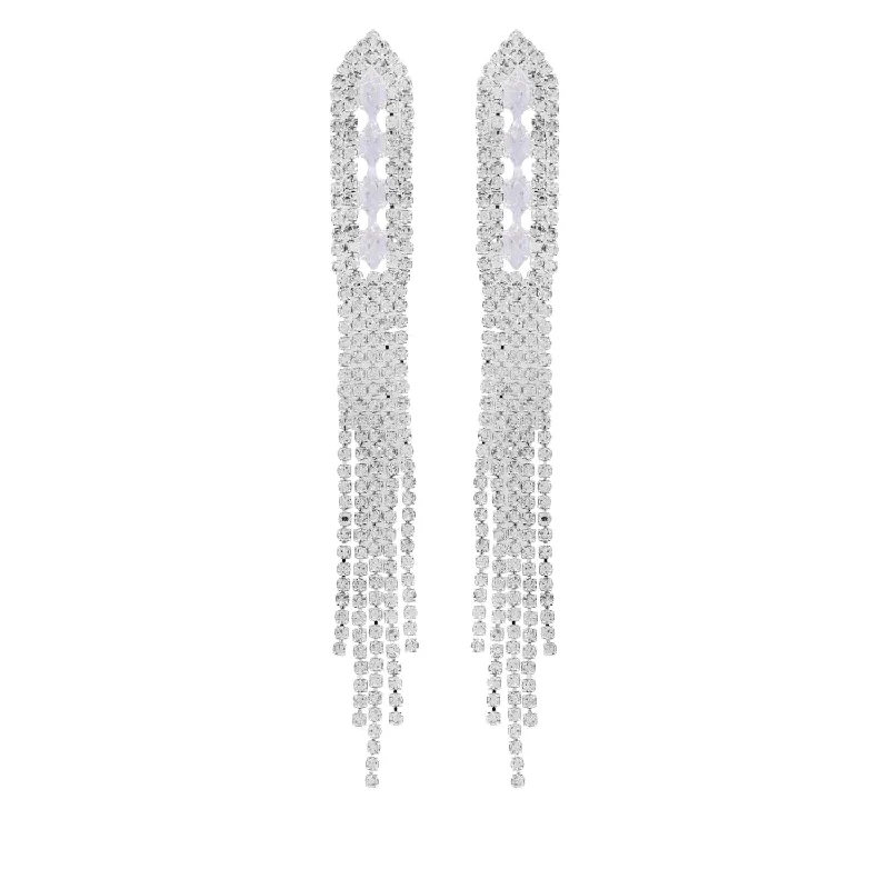 Mini wedding guest dresses with glittery accents for a trendy lookWHITE GOLD PLATED CZ TASSEL LONG DROP EARRINGS Mini wedding guest dresses with glittery accents for a trendy lookWHITE GOLD PLATED CZ TASSEL LONG DROP EARRINGS