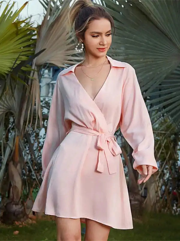 Mini cocktail dresses with a beaded bodice and a flirty A - line skirtWomen’s Dolman Sleeve Waist Elegant Dress