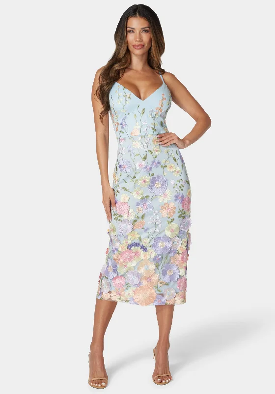 Mermaid - cut formal dresses in satin for a glamorous prom nightFloral Embroidered Midi Dress