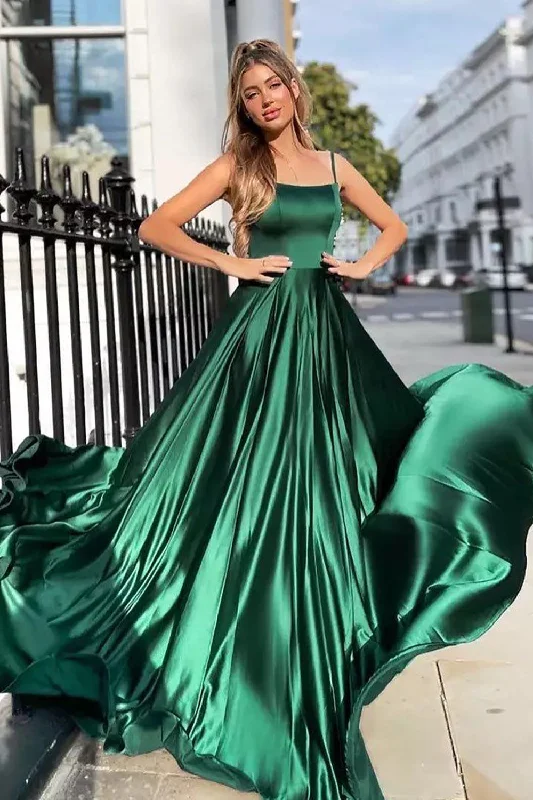 Party dresses with a denim material for a casual yet stylish lookA-Line Spaghetti Straps Green Long Prom Dress Party dresses with a denim material for a casual yet stylish lookA-Line Spaghetti Straps Green Long Prom Dress