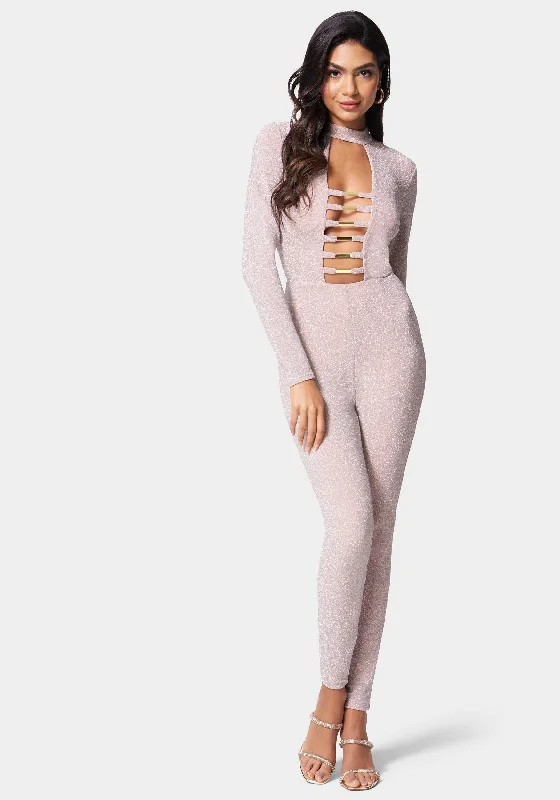 Formal dresses with ruched back panels and button - down fronts for a unique and flattering fitBar Detail Jumpsuit
