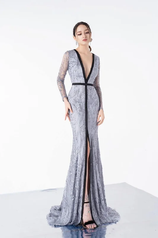 Fairy - themed party dresses with wings and glitter for a magical look​Esme Mermaid V-Neck Sequin Maxi Dress