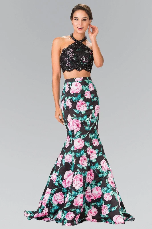 Bodycon dress with a wrap - around style​Halter-Neck Two-Piece Long Prom Dress Sale