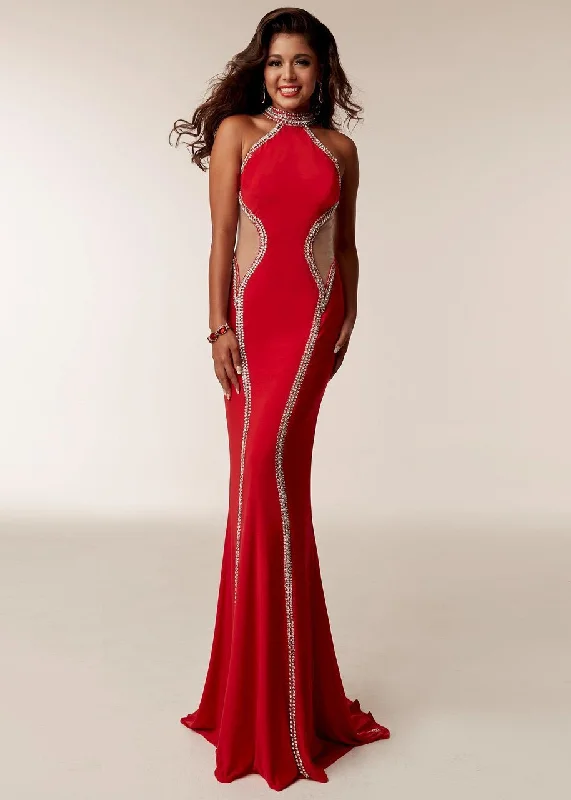 Formal dresses with high - low hems and floral embroidery for a unique prom styleJasz Couture - 6208 High Halter Contoured Jewel-Trimmed Panel Gown Formal dresses with high - low hems and floral embroidery for a unique prom styleJasz Couture - 6208 High Halter Contoured Jewel-Trimmed Panel Gown