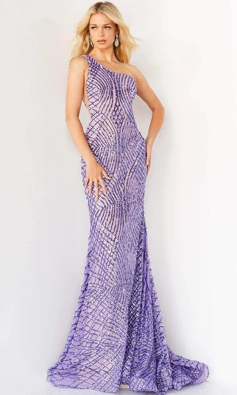 Formal dresses with ruched back panels and button - down fronts for a unique and flattering fitJovani - 06517 One Shoulder Sequin Embellished Prom Dress