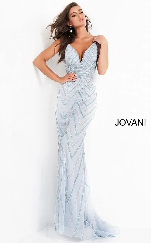Bodycon dress with a wrap - around style​Jovani 2267 Prom Long Spaghetti Strap Sexy Dress