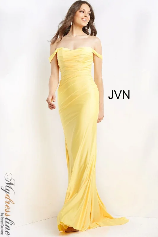 Prom dresses with cold - shoulder cutouts and satin bows for a trendy lookJovani JVN07639 Prom dresses with cold - shoulder cutouts and satin bows for a trendy lookJovani JVN07639