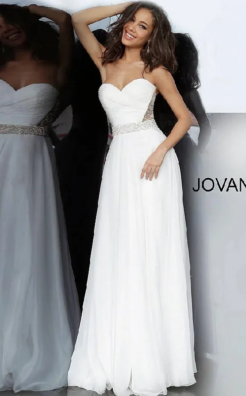 Bodycon dress with a mesh insert for a stylish edgeJovani 0045 Prom Long Pleated Bodice Strapless Gown Bodycon dress with a mesh insert for a stylish edgeJovani 0045 Prom Long Pleated Bodice Strapless Gown